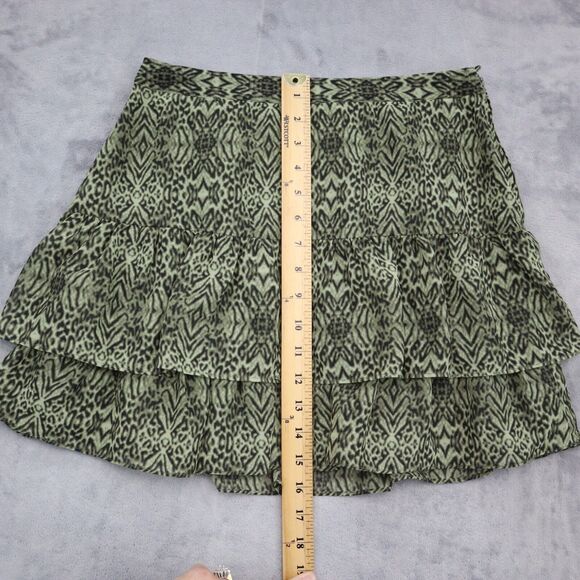 HM Skirt Womens 6 Green Animal Print A Line Layered Side Zipper Bottoms - Picture 6 of 16